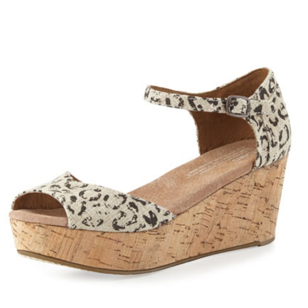 Leopard-Print Cork Platform Wedge Size 10 - image 1